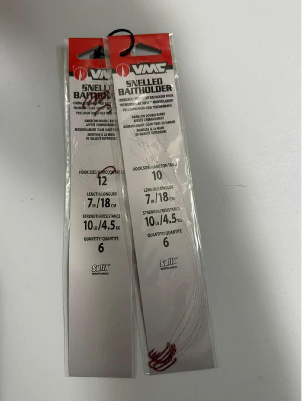 VMC Red Snelled Baitholder Hooks Size 10 & 12, 6 Pack, Very Good Condition